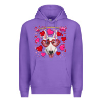 Purple Valentine's day  bull terrier Premium Hoodie - RanaPortraitStore
