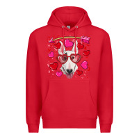 Red Valentine's day  bull terrier Premium Hoodie - RanaPortraitStore