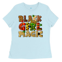 Baby Blue black girl magic juneteenth Ladies Tee - CowGirlArtShop
