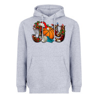 Heather Grey joy with basketball and santa's hat Heavyweight Hoodie - AdoDesignShop