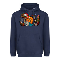 Navy joy with basketball and santa's hat Heavyweight Hoodie - AdoDesignShop
