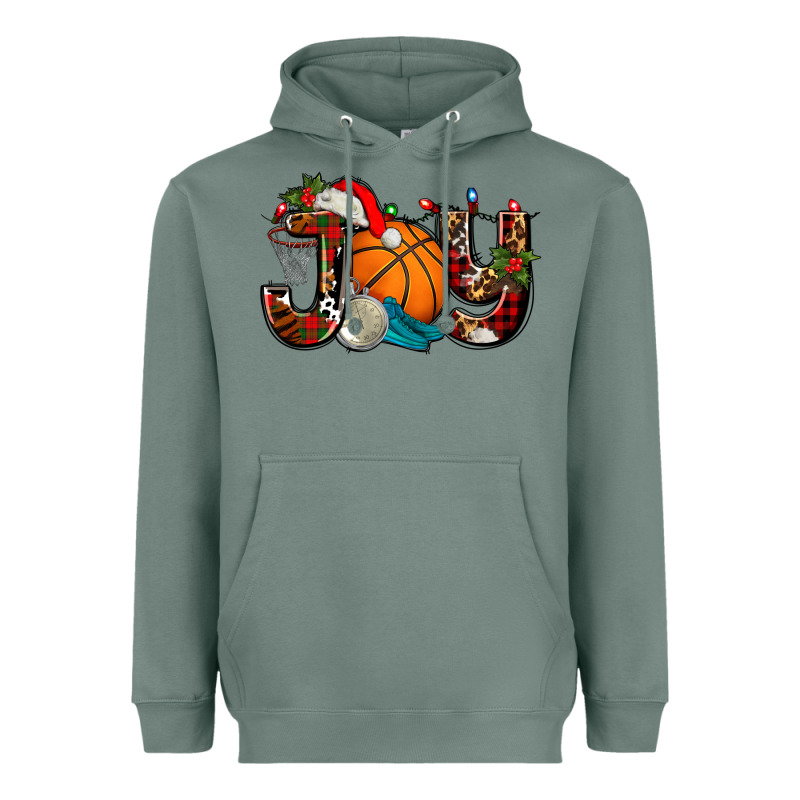 Joy With Basketball And Santa's Hat Heavyweight Hoodie by AdoDesignShop | Teevron