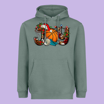 Joy With Basketball And Santa's Hat Heavyweight Hoodie Designed By Adodesignshop