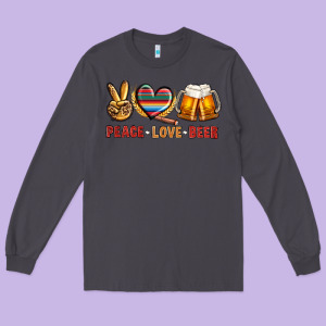 Peace Love Beer Bbs Long Sleeve Tee Designed By Bundleandbundleshop