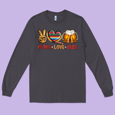Peace Love Beer Bbs Long Sleeve Tee Designed By Bundleandbundleshop