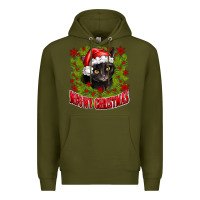 Army Green meowy christmas Premium Hoodie - CowhideDigitalArt