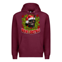 Burgundy meowy christmas Premium Hoodie - CowhideDigitalArt