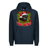 Navy meowy christmas Premium Hoodie - CowhideDigitalArt