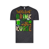 Vintage Black St. Patrick's Safety first drink with a Nurse Vintage Tee - OliviaCreatesArt