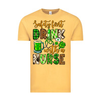 Vintage Mustard St. Patrick's Safety first drink with a Nurse Vintage Tee - OliviaCreatesArt