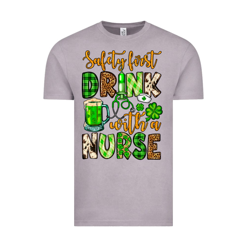 St. Patrick's Safety First Drink With A Nurse Vintage Tee by OliviaCreatesArt | Teevron