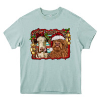 Arona christmas heifer and highland cow with serape background Heavy Core Tee - RanaPortraitStore