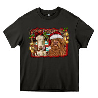Asphalt christmas heifer and highland cow with serape background Heavy Core Tee - RanaPortraitStore
