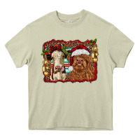 Mossy christmas heifer and highland cow with serape background Heavy Core Tee - RanaPortraitStore