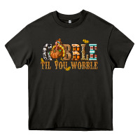 Asphalt Gobble Til You Wobble with Turkey Heavy Core Tee - texasbilliewilder
