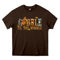 Chocolate Brown Gobble Til You Wobble with Turkey Heavy Core Tee - texasbilliewilder