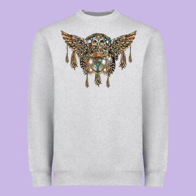 Native Dream Catcher With Owl Heavyweight Sweatshirt Designed By Barkaloodesign