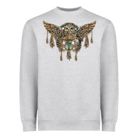 Heather Grey native dream catcher with owl Heavyweight Sweatshirt - BarkalooDesign