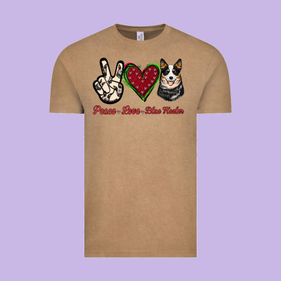 Peace Love Blue Heeler Vintage Tee Designed By Jasminsmagicworld