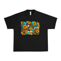 Black cowhide leopard turquoise sunflowers pattern olivia Urban Heavy Tee - OliviaCreatesArt