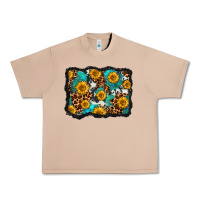 Burro cowhide leopard turquoise sunflowers pattern olivia Urban Heavy Tee - OliviaCreatesArt