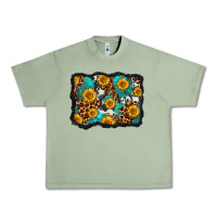 Oil Green cowhide leopard turquoise sunflowers pattern olivia Urban Heavy Tee - OliviaCreatesArt