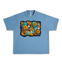 Pebble Blue cowhide leopard turquoise sunflowers pattern olivia Urban Heavy Tee - OliviaCreatesArt