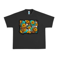 Pigment Black cowhide leopard turquoise sunflowers pattern olivia Urban Heavy Tee - OliviaCreatesArt