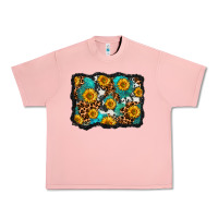 Salmon cowhide leopard turquoise sunflowers pattern olivia Urban Heavy Tee - OliviaCreatesArt
