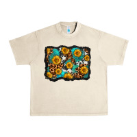Sandshell cowhide leopard turquoise sunflowers pattern olivia Urban Heavy Tee - OliviaCreatesArt