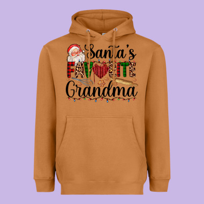 Santa's Favorite Grandma Heavyweight Hoodie Designed By Adodesignshop