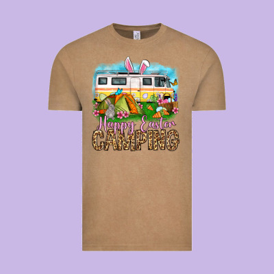Happy Easter Camping Vintage Tee Designed By Oliviacreatesart