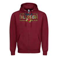 Burgundy she is blesssed floral Zipper Hoodie - BarkalooDesign