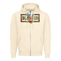 Sandshell she is blesssed floral Zipper Hoodie - BarkalooDesign