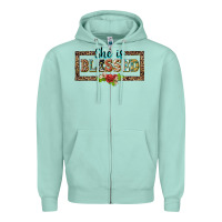 Seafoam she is blesssed floral Zipper Hoodie - BarkalooDesign