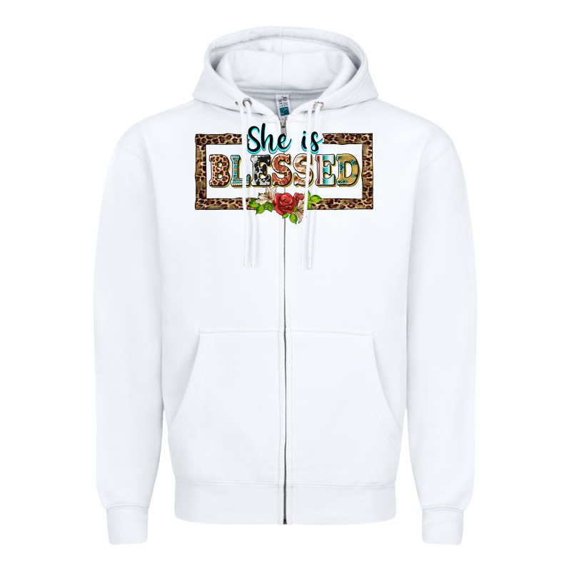 She Is Blesssed Floral Zipper Hoodie by BarkalooDesign | Teevron