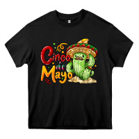 Black Cinco de mayo with cactus Heavy Core Tee - NancyCooperArtShop