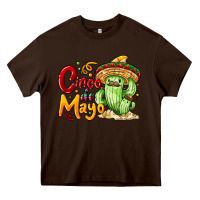 Chocolate Brown Cinco de mayo with cactus Heavy Core Tee - NancyCooperArtShop