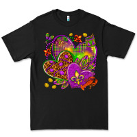 Black Mardi Gras hearts Premium Tee - HowdyJamesFarm
