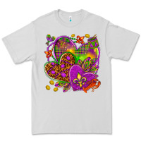 Dove Grey Mardi Gras hearts Premium Tee - HowdyJamesFarm