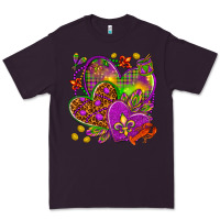 Plum Mardi Gras hearts Premium Tee - HowdyJamesFarm