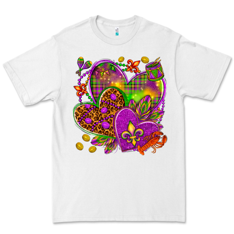 Mardi Gras Hearts Premium Tee by HowdyJamesFarm | Teevron