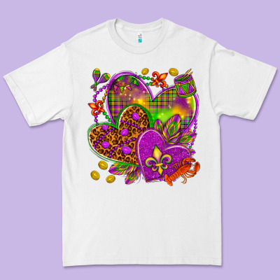 Mardi Gras Hearts Premium Tee Designed By Howdyjamesfarm