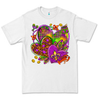White Mardi Gras hearts Premium Tee - HowdyJamesFarm