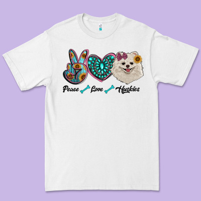 Peace Love Pomeranian Premium Tee Designed By Ranaportraitstore