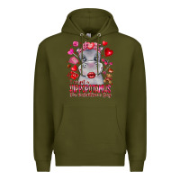 Army Green i want hippopotamus for valentines day Premium Hoodie - CowhideDigitalArt