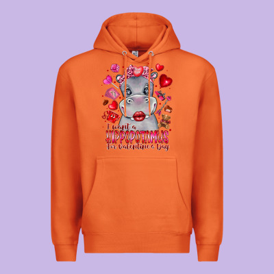 I Want Hippopotamus For Valentines Day Premium Hoodie Designed By Cowhidedigitalart