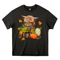 Asphalt Heifer with Pumpkins Heavy Core Tee - texasbilliewilder