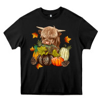 Black Heifer with Pumpkins Heavy Core Tee - texasbilliewilder
