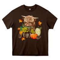 Chocolate Brown Heifer with Pumpkins Heavy Core Tee - texasbilliewilder